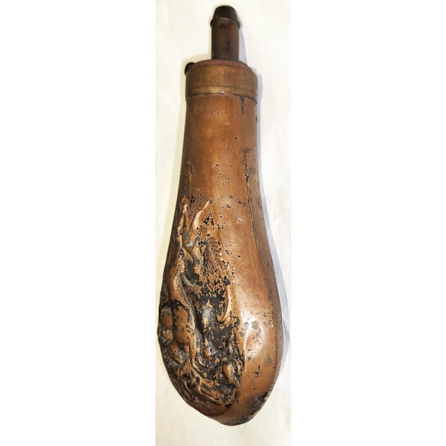 19c Black Powder Flask Original For Sale - Image 4 of 7