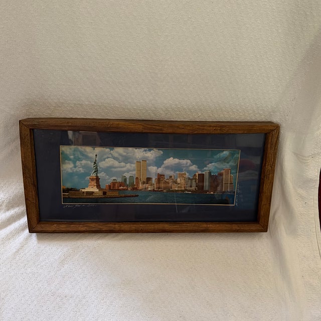 Captivating vintage 2001 panoramic color cityscape print of the iconic New York City lower Manhattan skyline. Photographed...