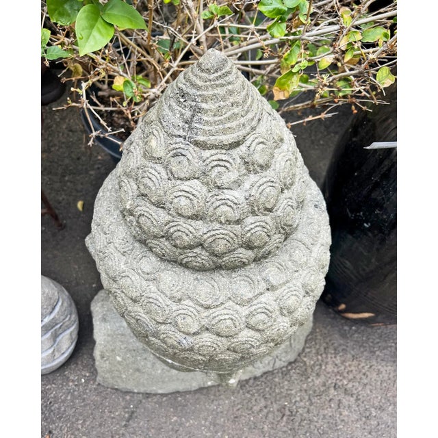 Vintage Stone Garden Buddha Bust Statue For Sale - Image 4 of 6