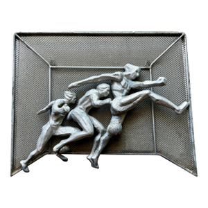 Vintage Brutalist Metal Soccer Wall Sculpture Weinberg Soviet Style Fifa