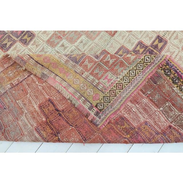 Mid 20th Century Sardes Nomads Embroidery Kilim Rug For Sale - Image 4 of 13