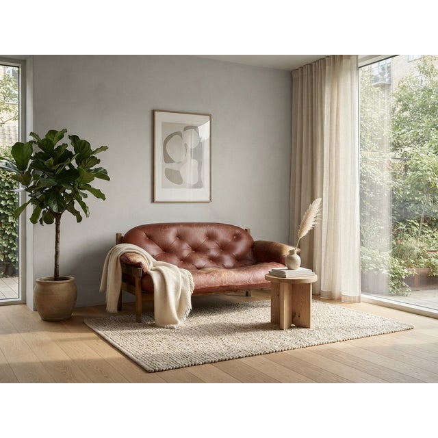 Mid-Century Modern Mid-Century Modern Leather and Wood 2-Seater Sofa by Ipoly Bútorgyár, Hungary, 1960s For Sale - Image 3 of 8