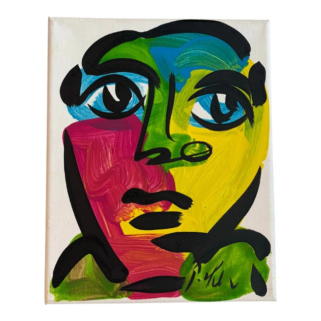 Peter Keil Abstract Portrait Painting on Canvas For Sale