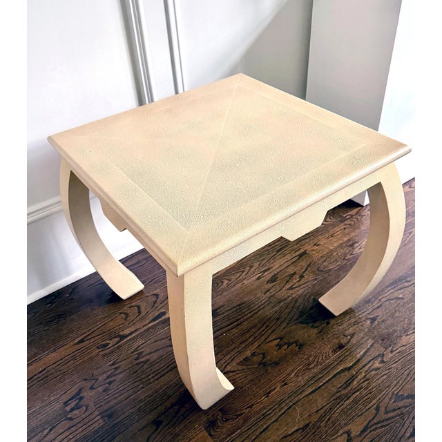 Hollywood Regency 1970s Embossed Leather Square Table Karl Springer For Sale - Image 3 of 15