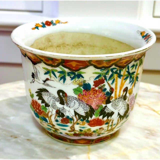 Chinoiserie Vintage Chinoiserie Planters W/Water Trays - A Pair For Sale - Image 3 of 10