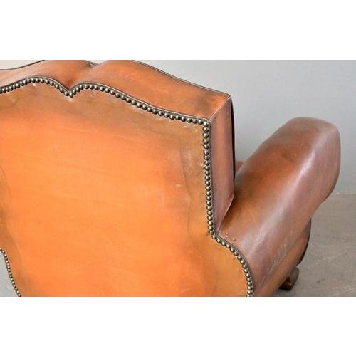 Wood Art Deco French Moustache Backed Leather Armchair, 1920s For Sale - Image 7 of 16