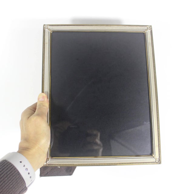 Brass 1950’s 8”x10” Rectangular Brass Table Top Photograph Frame, Easel Back For Sale - Image 8 of 9