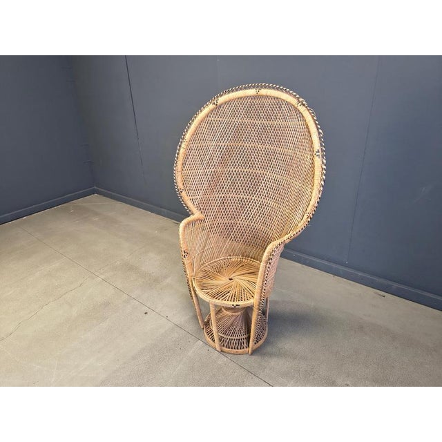 Brown Vintage Wicker Peacock Chair, 1970s For Sale - Image 8 of 14