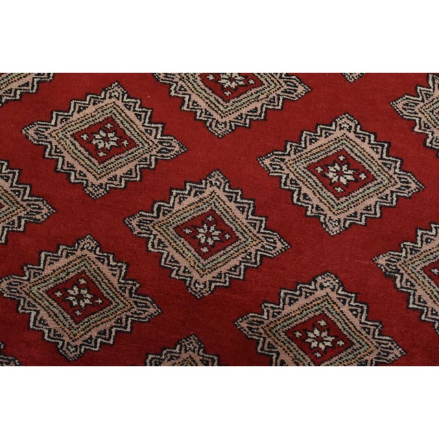 Bokhara Jaldar Rug 4’1” X 6’3” Red Wool Tribal Hand-Knotted Oriental Carpet For Sale - Image 4 of 11