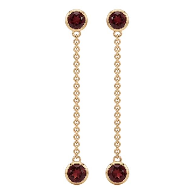 Garnet Drop Dangle Earrings - Janaury Birthstone Dainty Earrings for Woman - A Pair For Sale