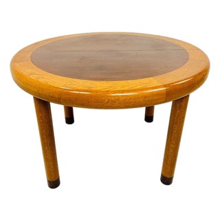 1970s Dunbar Mid-Century Modern Banded Oak & Rosewood Dining/Game Table For Sale