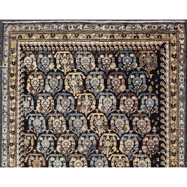 Colorful Blue Antique Persian Hamadan Rug with All-Over Tribal Motifs. Keivan Woven Arts / rug EMBC-9696-13818, country of...