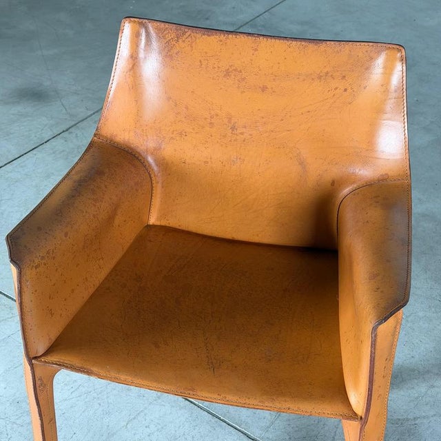 Metal CAB 413 Armchairs in Cognac Leather attributed to Mario Bellini for Cassina, 1970s, Set of 2 For Sale - Image 7 of 16