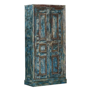 Armoire Constructed From Antique Indian Painted Teakwood Doors and Elements For Sale
