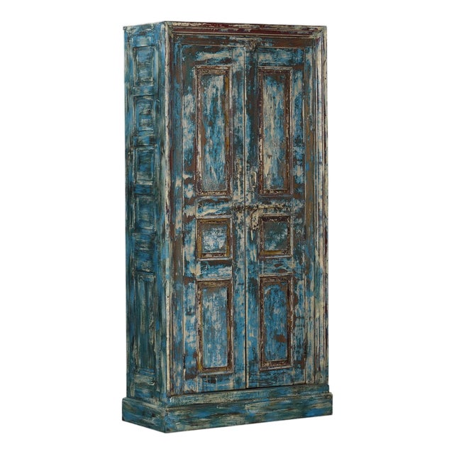Armoire Constructed From Antique Indian Painted Teakwood Doors and Elements For Sale