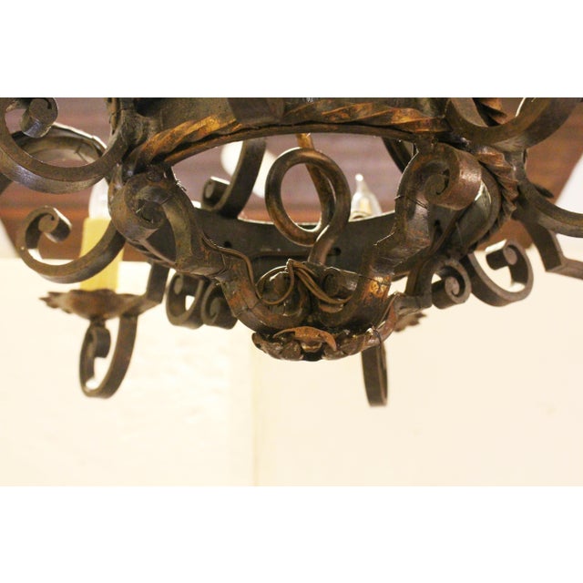 Verdigris Late 19th Century French Iron 8-Light Chandelier For Sale - Image 8 of 11