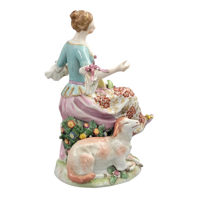 Shepherdess with Sheep Figurine in Porcelain, 1870s For Sale - Image 6 of 12
