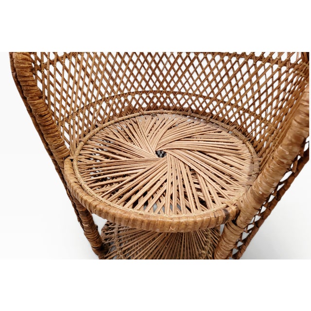1960s Vintage Rattan Junior Emmanuelle Wicker Peacock Throne Chair, 1960s For Sale - Image 5 of 13