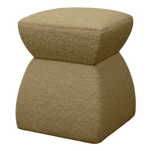 Cusi Pouf in Olive Mohair by KABINET For Sale