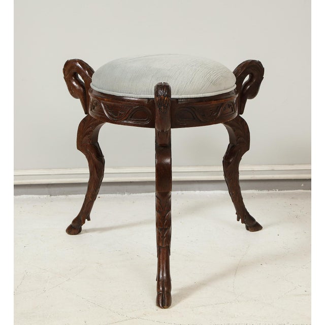 Traditional Antique Hand Carved Mahogany Swan Bench For Sale - Image 3 of 9