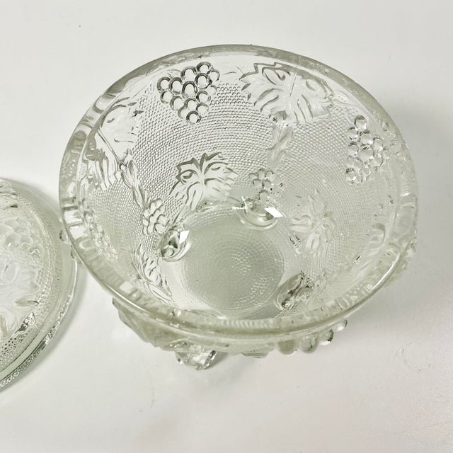 Early 20th C. Antique Boho Chic Americana Pressed Glass Lidded Footed Candy Dish, Indiana Glass Attributed For Sale - Image 6 of 9
