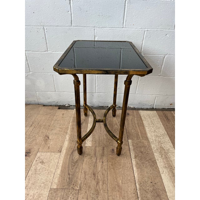 Metal Gilt Metal and Smoke Glass Table For Sale - Image 7 of 11