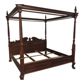 Carved Mahogany King-Sized Bed For Sale