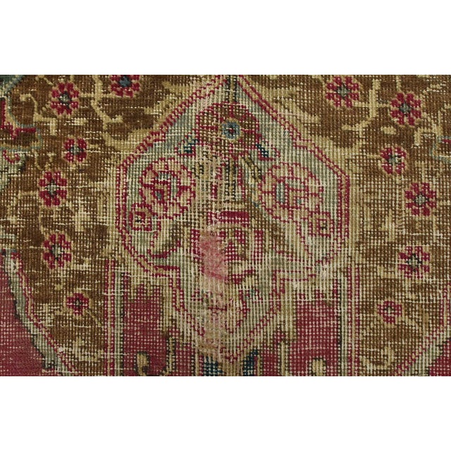 Tabriz Rug 9’1” X 12’4” Red Wool Vintage Distressed Hand-Knotted Carpet For Sale - Image 11 of 15