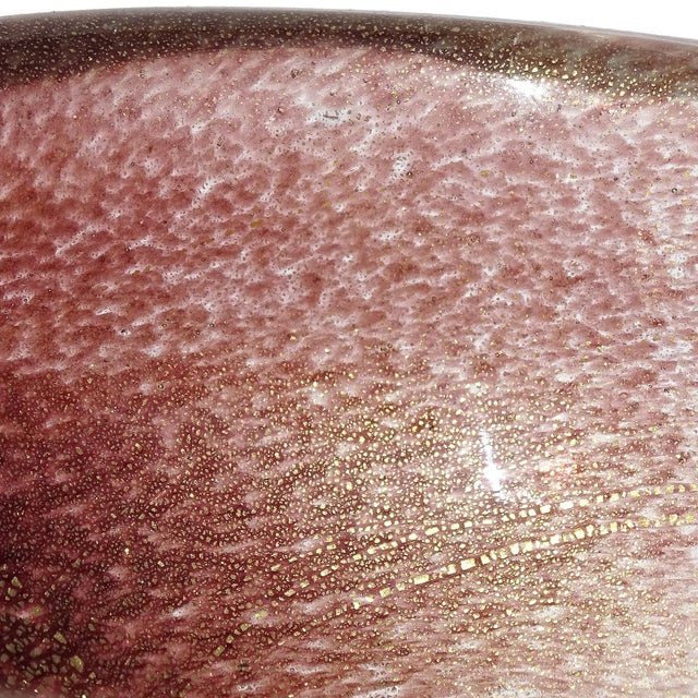 Glass Vintage Murano Seguso Dark Amethyst Cinnamon Gold Flecks Italian Art Glass Conch Seashell Bowl For Sale - Image 7 of 7