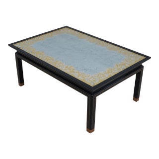 Baker Eglomise Mirror Top Hollywood Regency Coffee Table For Sale