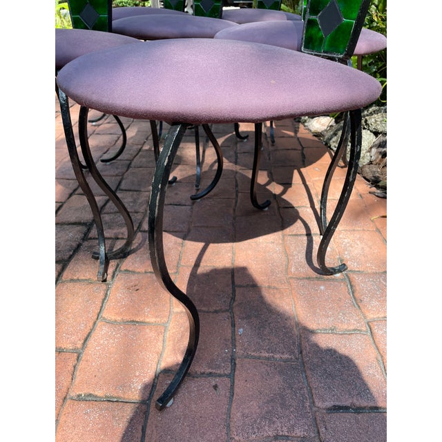 Mid-Century Modern Six 1960’s Brutalist High Back Dining Room, Chairs W/ Tile Inlai For Sale - Image 3 of 9