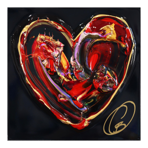 Love and Wild XX - Colorful Impasto Textured Heart Artwork on Black Wood Panel by Cynthia Coulombe-Bégin