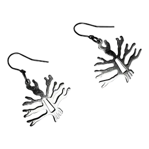 Late 20th Century Sterling Silver Tree Nazca Line Earrings - 2 Pieces