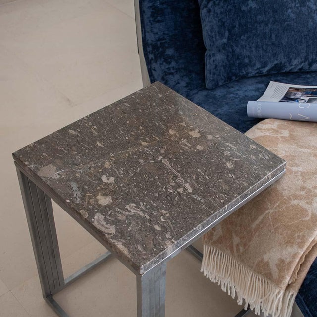 Metal Marble Top Side Table from Forzini For Sale - Image 7 of 11