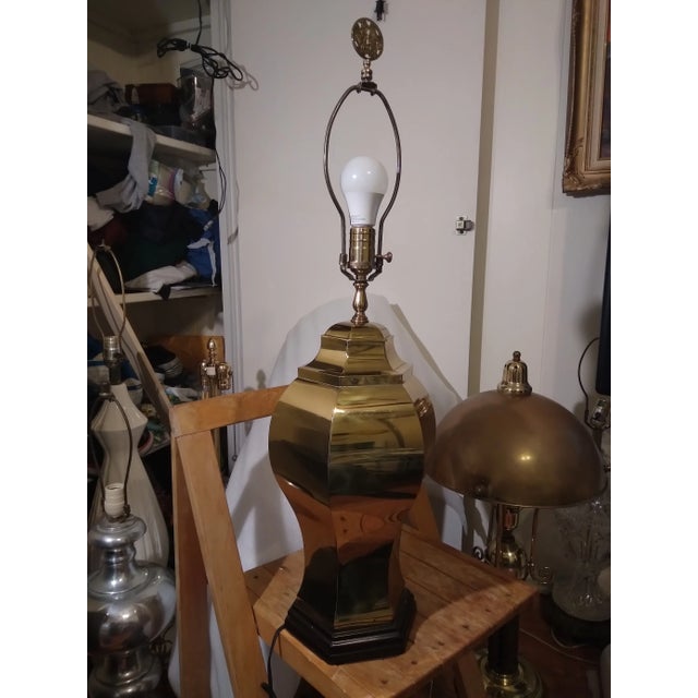 Metal 1980s Asian Brass Urn Table Lamp For Sale - Image 7 of 8