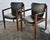 Vintage (1950's) Pair of Arm Chairs have an MCM Style. Made by Thonet. The Frames are Wood. Wood - Pecan. The...