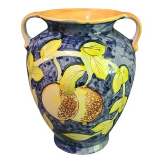 Vintage Ceramic Hand Painted Two Handle Vase Yapacunchi Ecuador For Sale