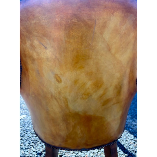 Gold English Tufted Leather Library Chair, Late 19th Century For Sale - Image 8 of 11