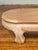 Vintage Thai Teak Oval Top Coffee Table With Whitewash Finish and Chow Legs For Sale - Image 9 of 10