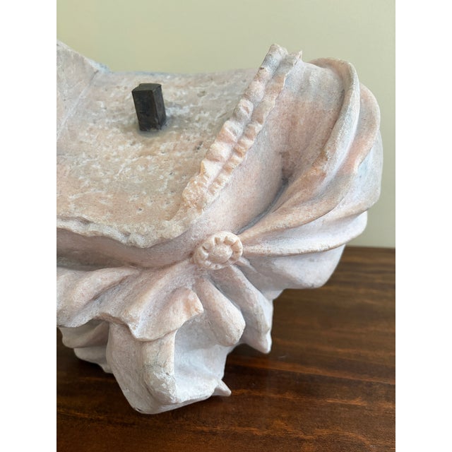 Stone Antique French Marble Female Bust Fragment With Draped Neoclassical Form For Sale - Image 7 of 12