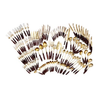 Vintage Siam Thai Flatware and Cutlery Set | Brass + Rosewood For Sale