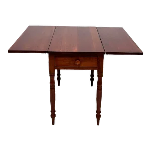 Mid 19th Century Cherry Drop Leaf Table With Single Drawer