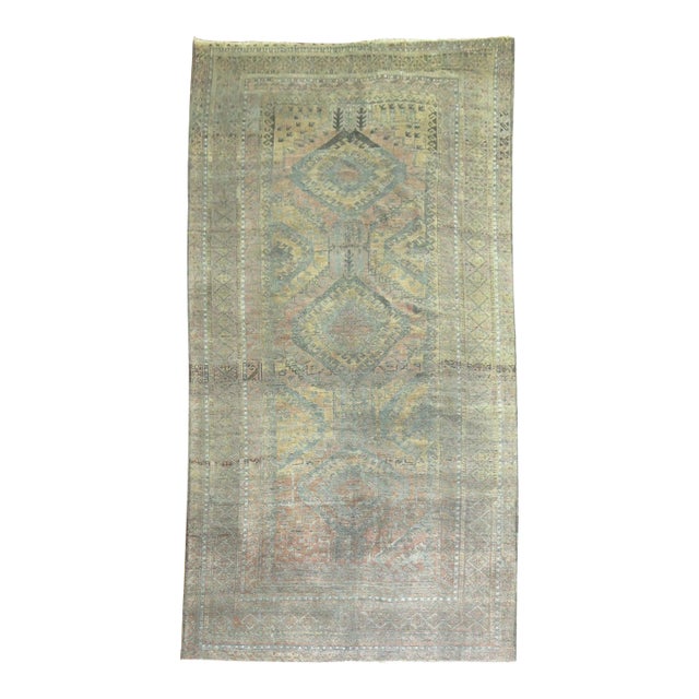 Early 20th Century Zabihi Collection Tribal Geometric Persian Gallery Size Carpet For Sale