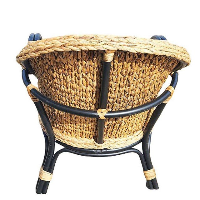 Modern Black Rattan Armchair Dining Chair W/ Wicker Seat For Sale - Image 4 of 4