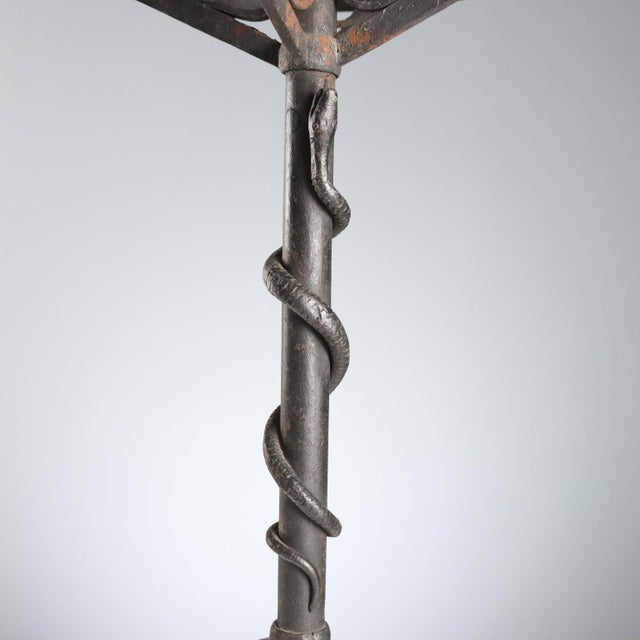 Metal Antique Italian Torchère in Wrought Iron with Twisted Serpent, 1800s For Sale - Image 7 of 9
