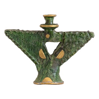 Tamegroute Green Glazed Ceramic Candle Holder | One of a Kind For Sale