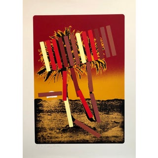 Menashe Kadishman, Israeli Modern Pop Art Photo Silkscreen Serigraph Palm Trees Kadishman, c.1979 For Sale