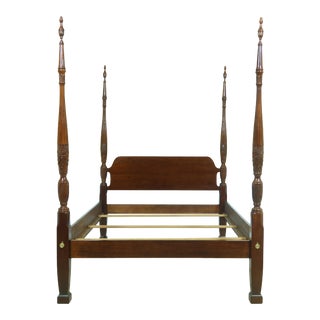 Thomasville Queen Size Mahogany Rice Carved Poster Bed For Sale