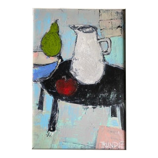 Sarah Trundle, Contemporary Abstract Still Life Painting, Framed, "White Pitcher" For Sale