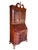 Antique-style mahogany secretary bookcase with a glazed upper cabinet, slant-front writing desk, and four serpentine...
